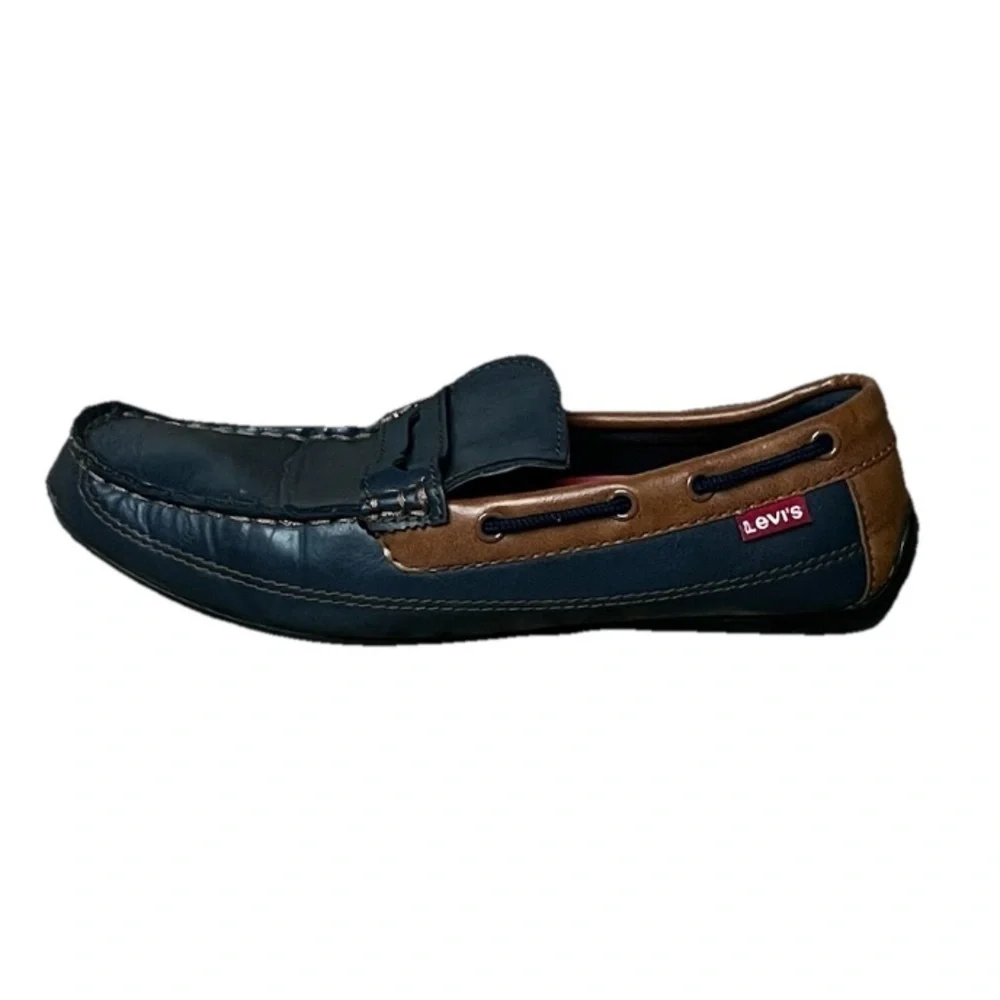 Levi’s Men’s Blue Brown Boat Shoes Size 9 | Fisherman Angler Moc Slip-On Coastal